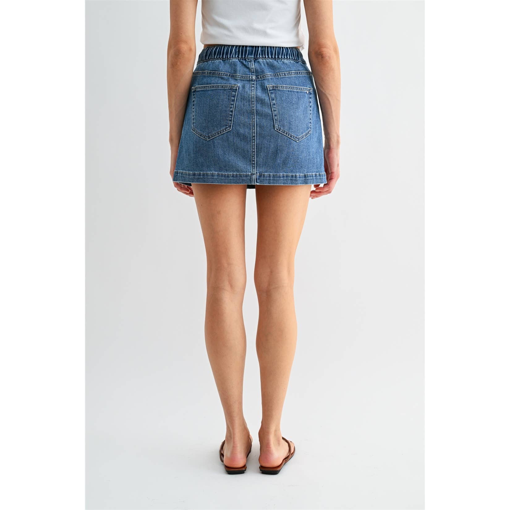 High-Rise Pull On Mini Skirt: Havelock Blue
