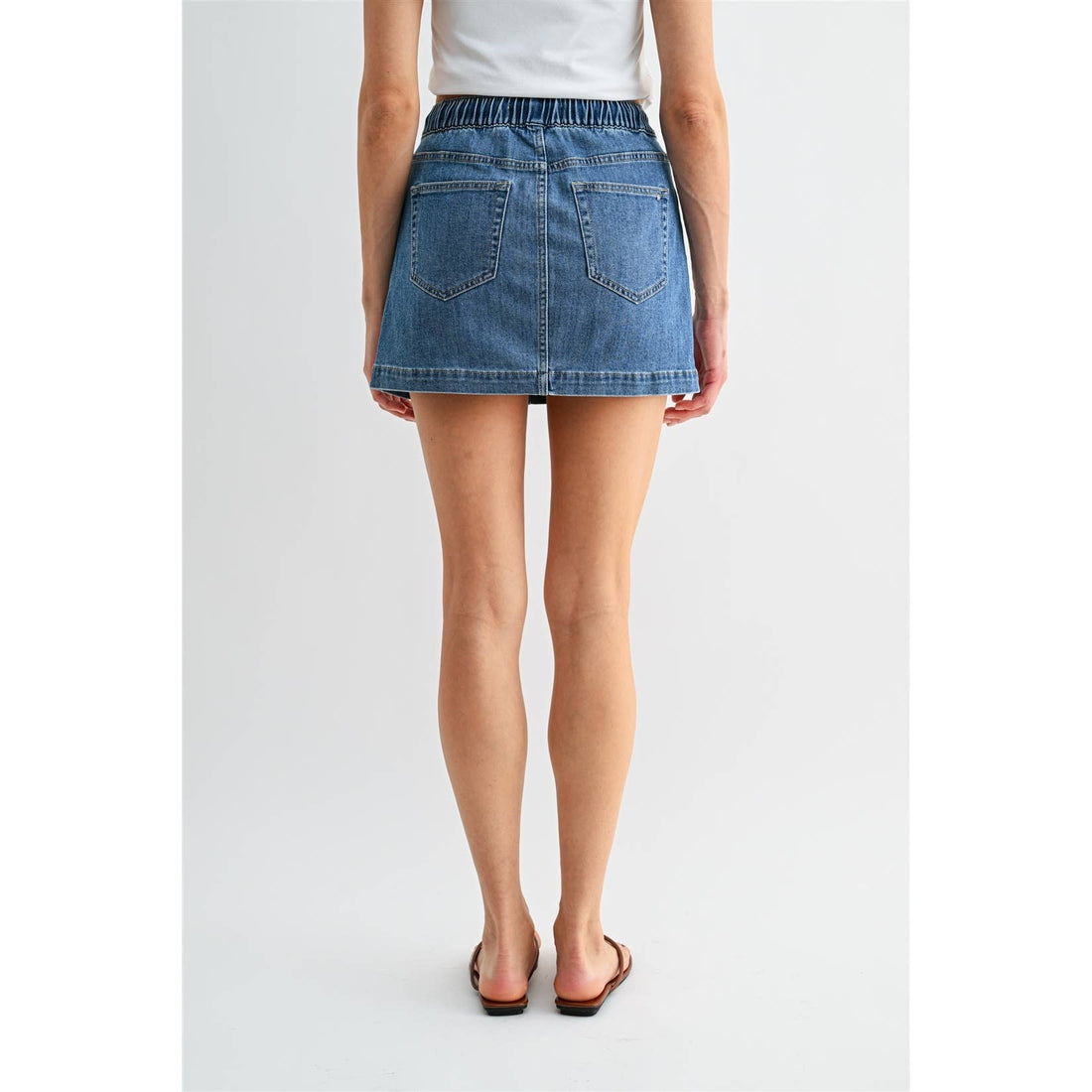 High-Rise Pull On Mini Skirt: Havelock Blue