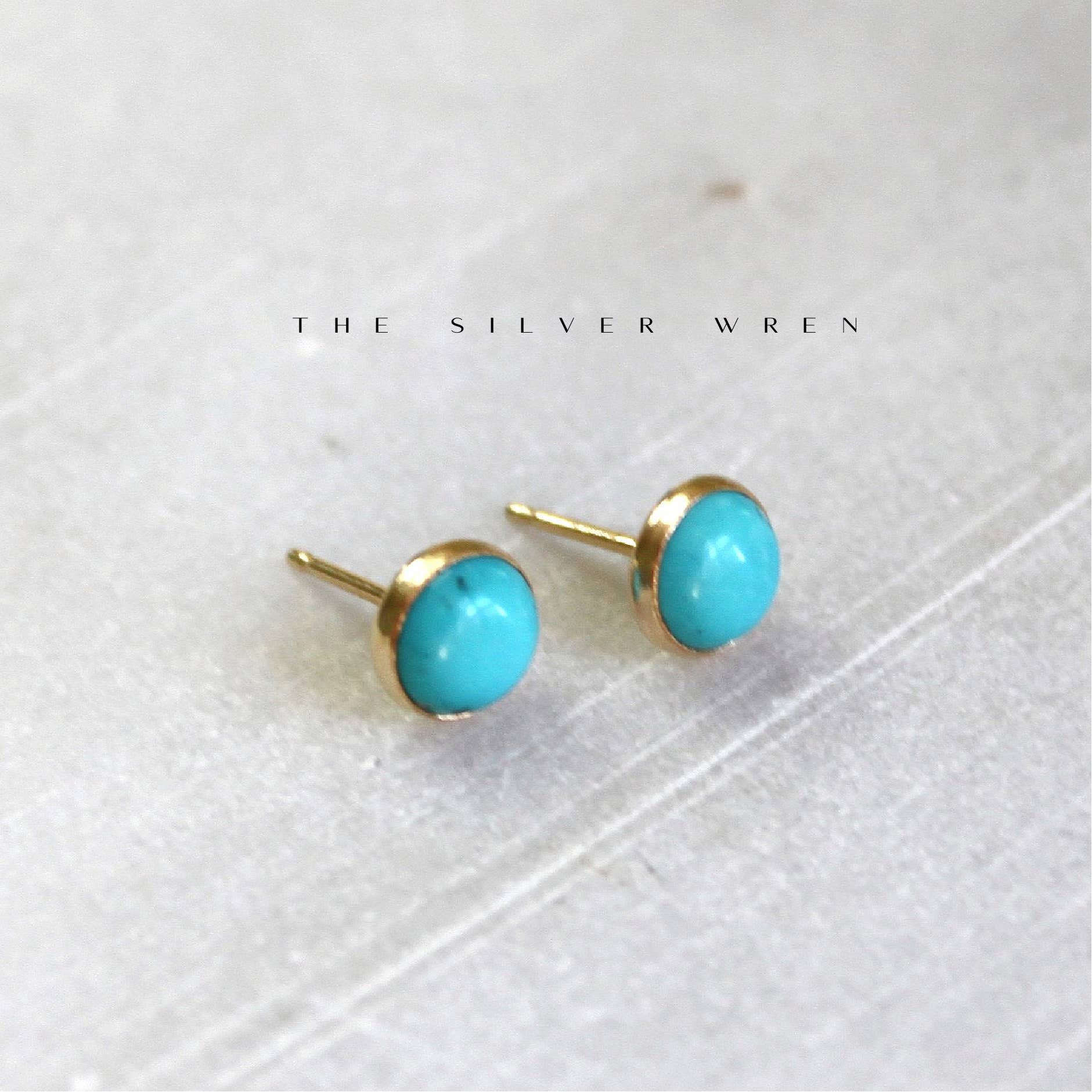 Gold Turquoise Studs: With veining