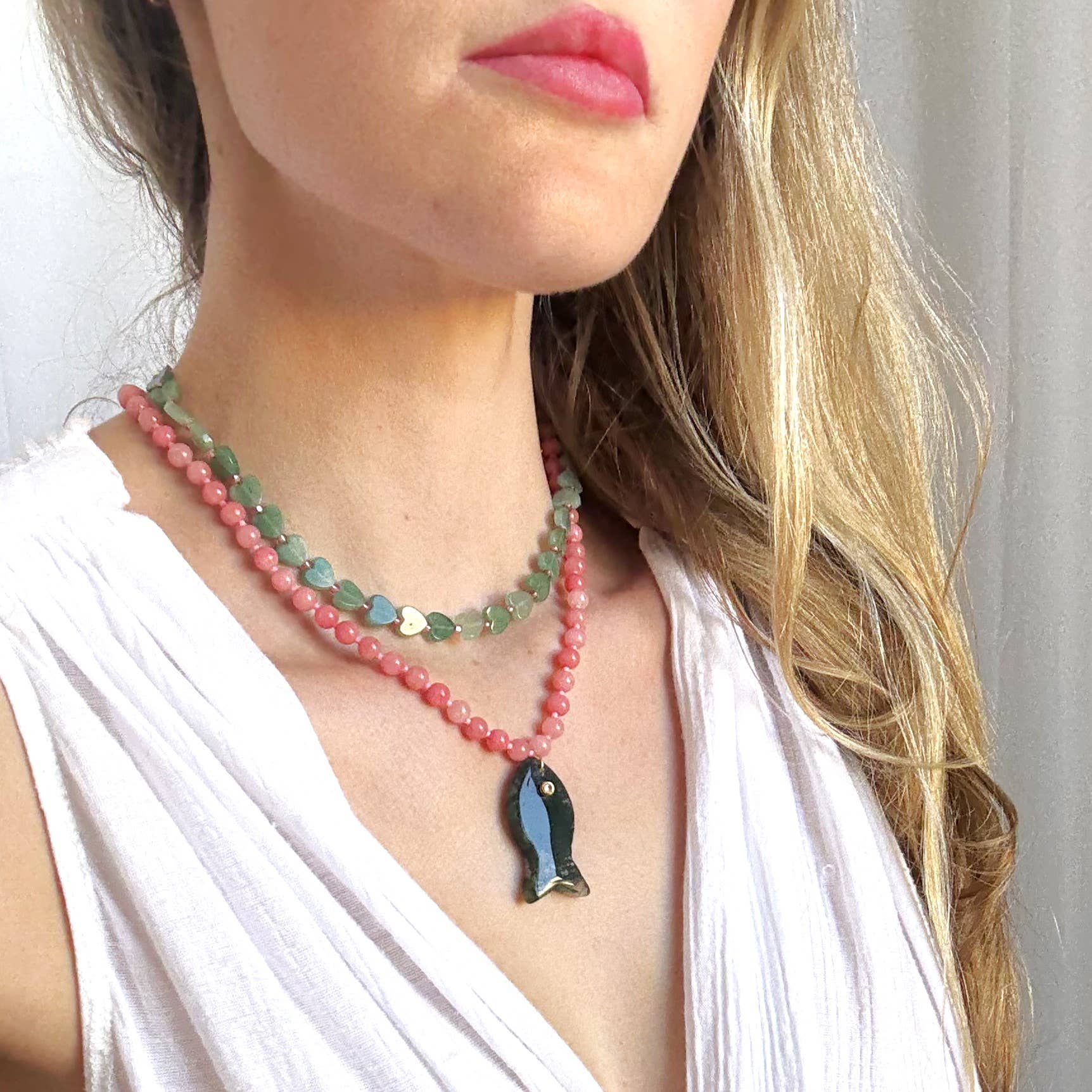 Perla Heart Beaded Necklace - Whimsical Romantic Necklace