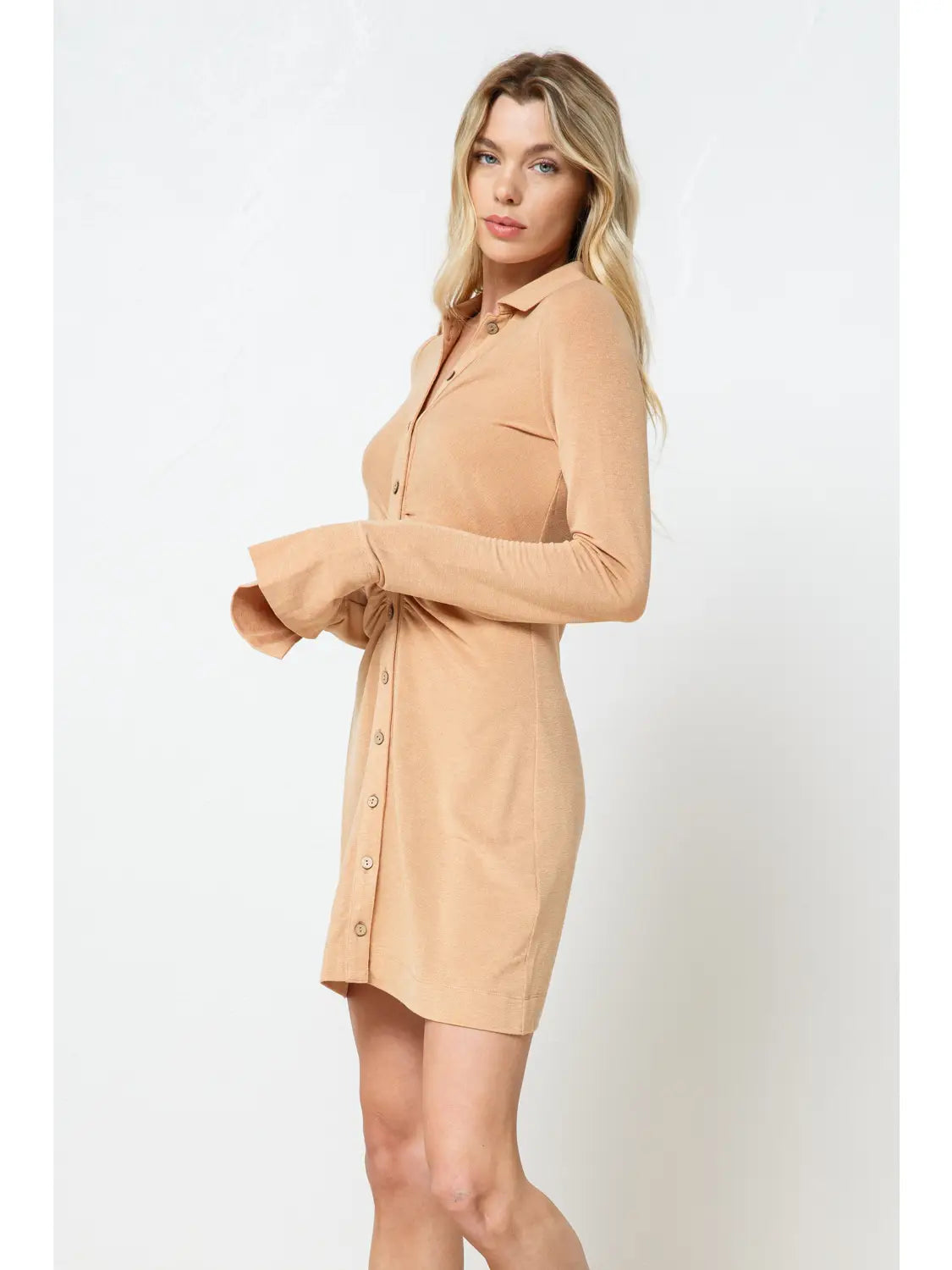 Shimering Jersey Ruched Placket