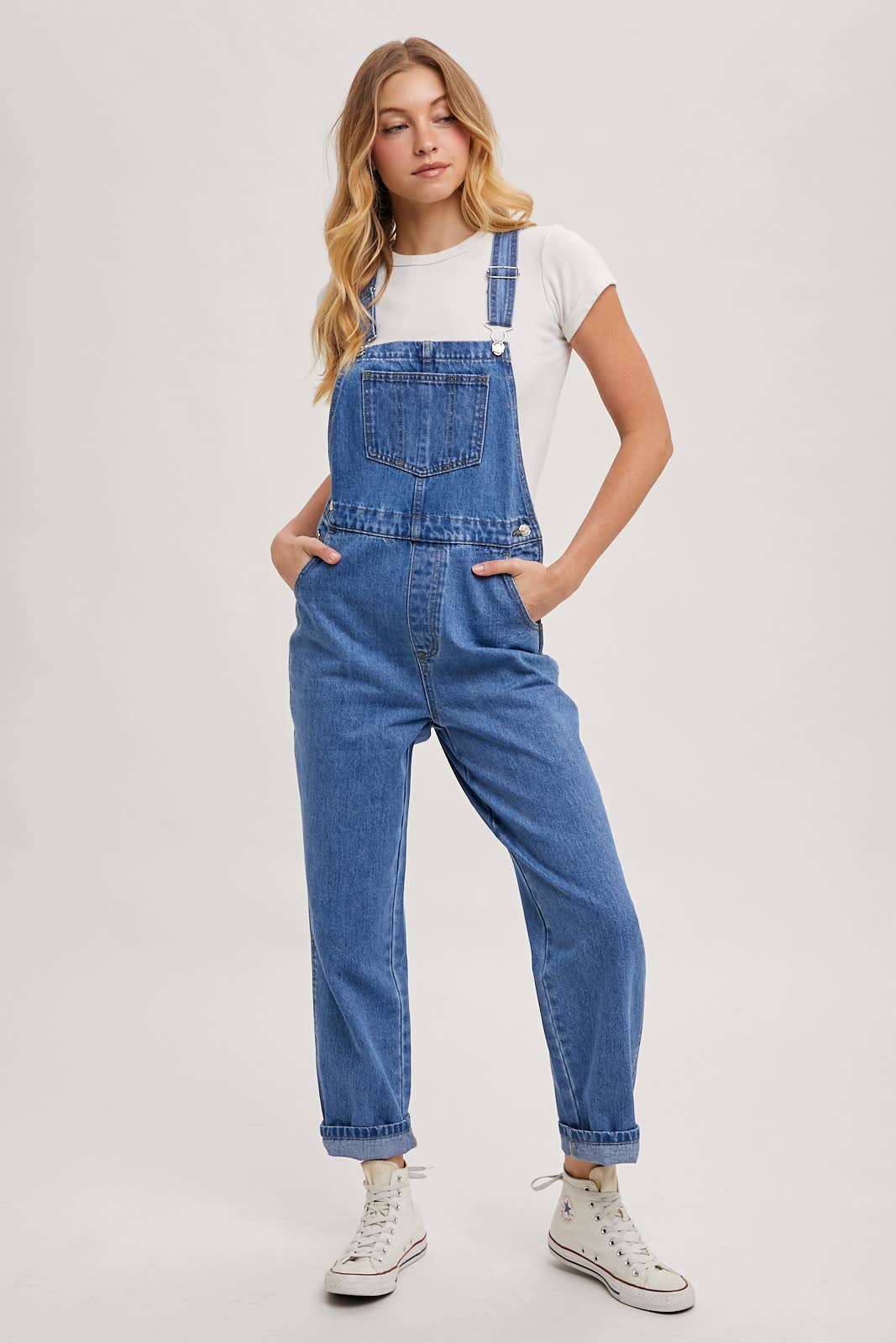 DENIM STRAIGHT LEG OVERALLS