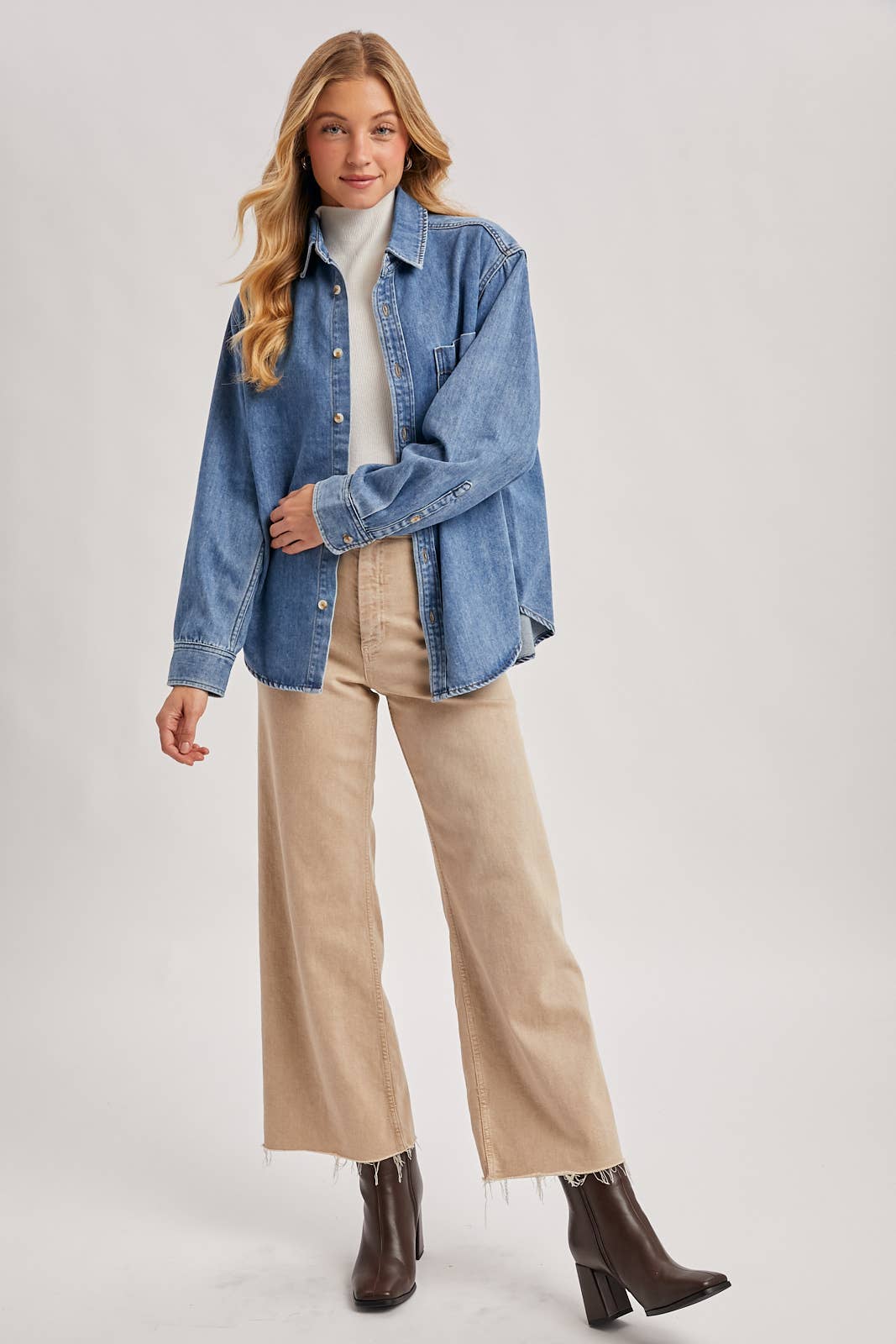 DENIM BUTTON DOWN SHIRTS: LT.WASH