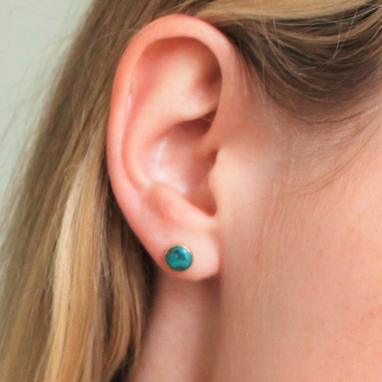 Gold Turquoise Studs: With veining