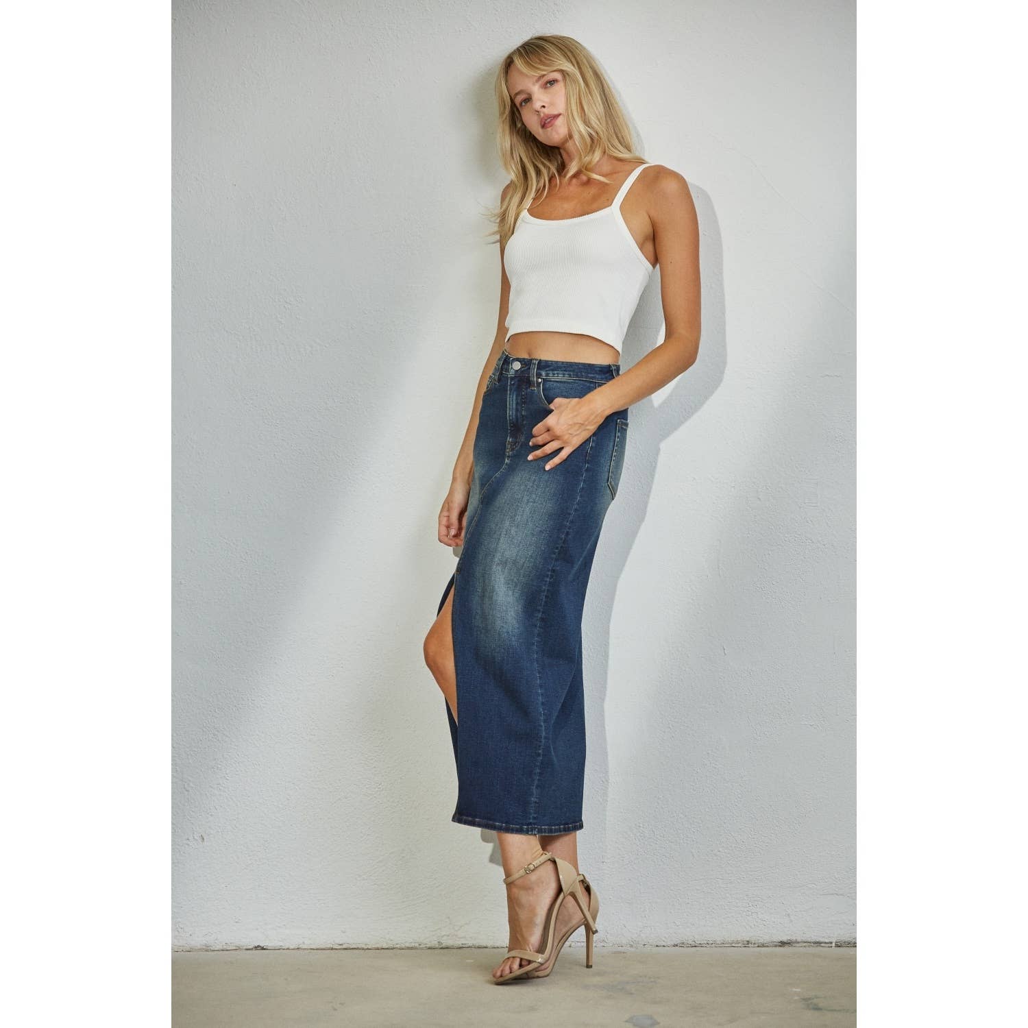 Midi With Front Slit Skirt: Rafferty