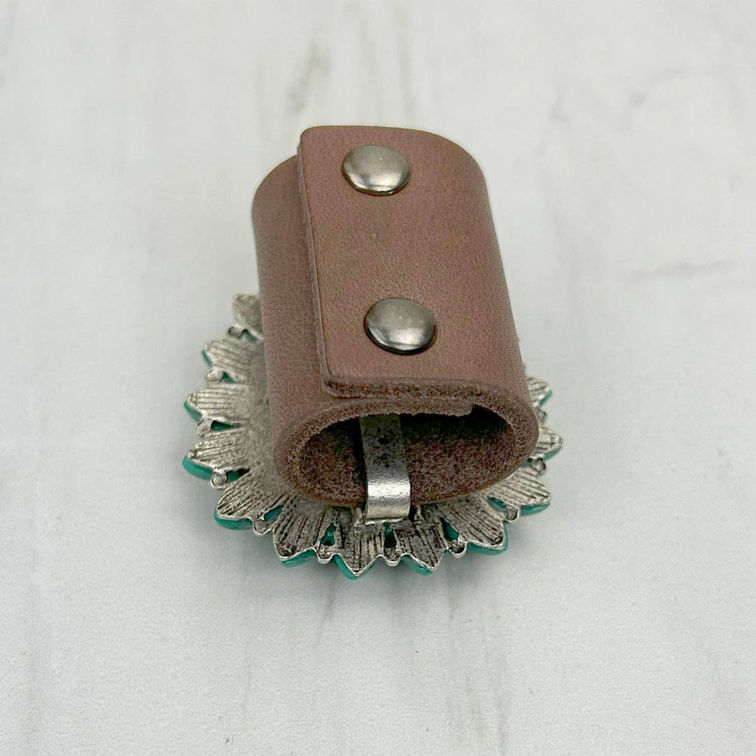 Silver Metal with Green Turquoise Stone Wild Rag Slide