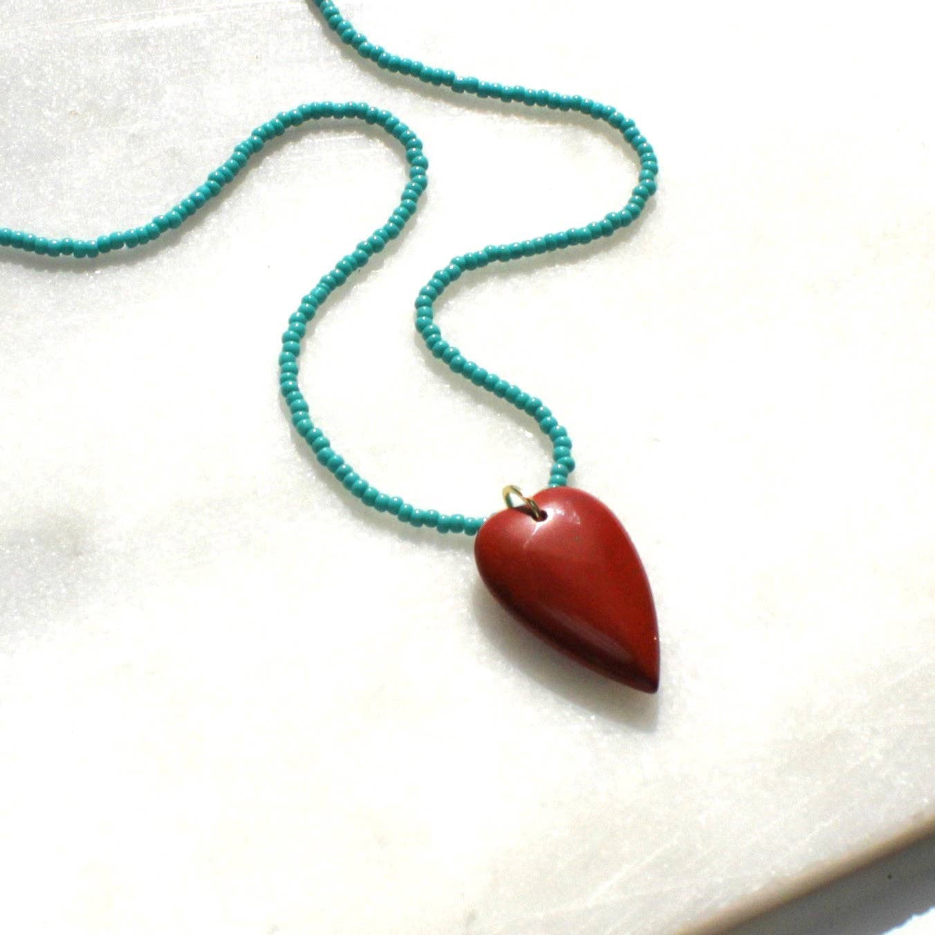 Esti Stone Heart Necklace: Rust & Turquoise / 16 inch