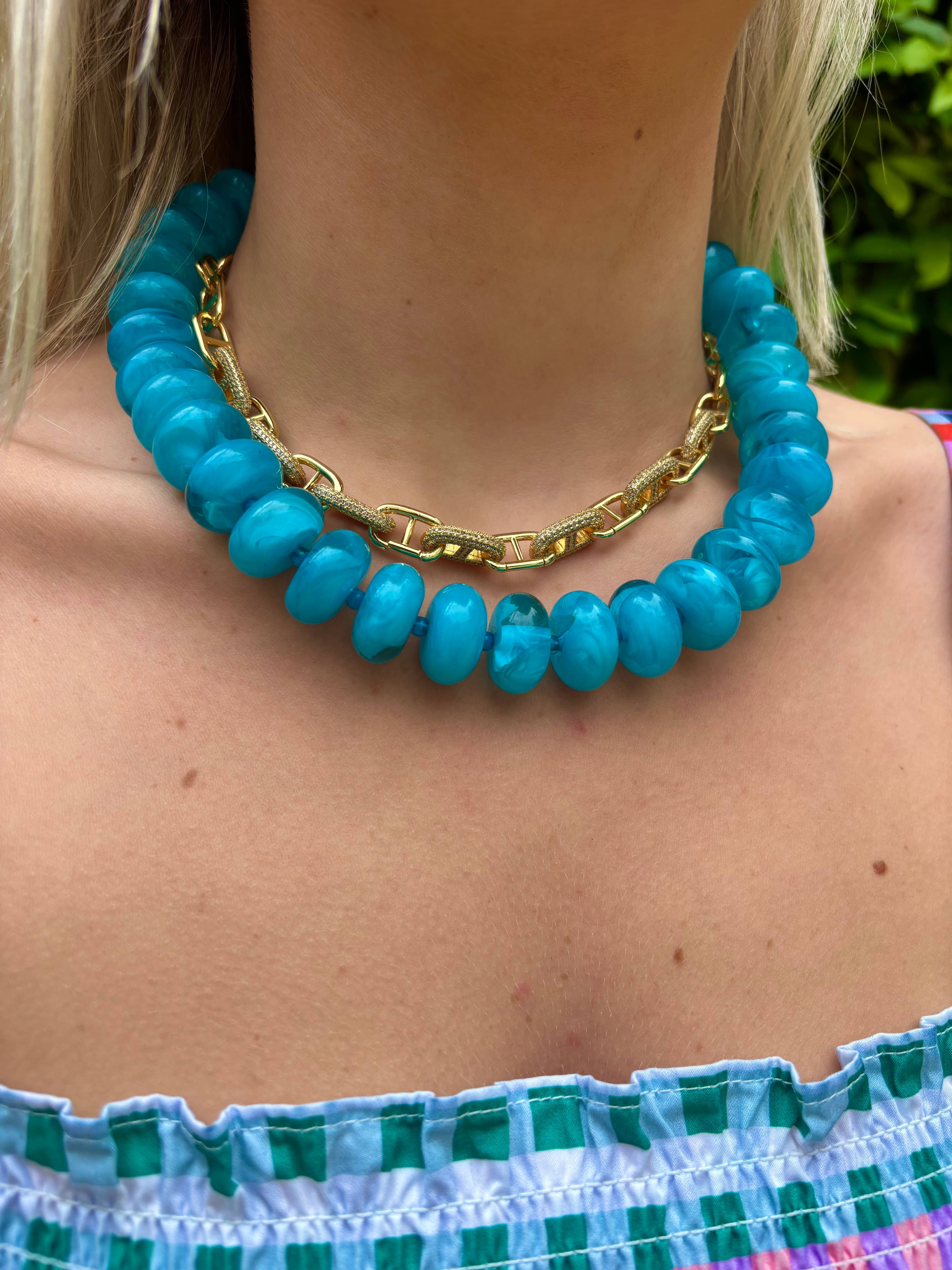 Bailey Chunky Beaded Necklace- Yellow
