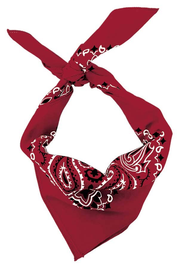 Bandanna - 22" MADE IN USA - Burgundy Paisley