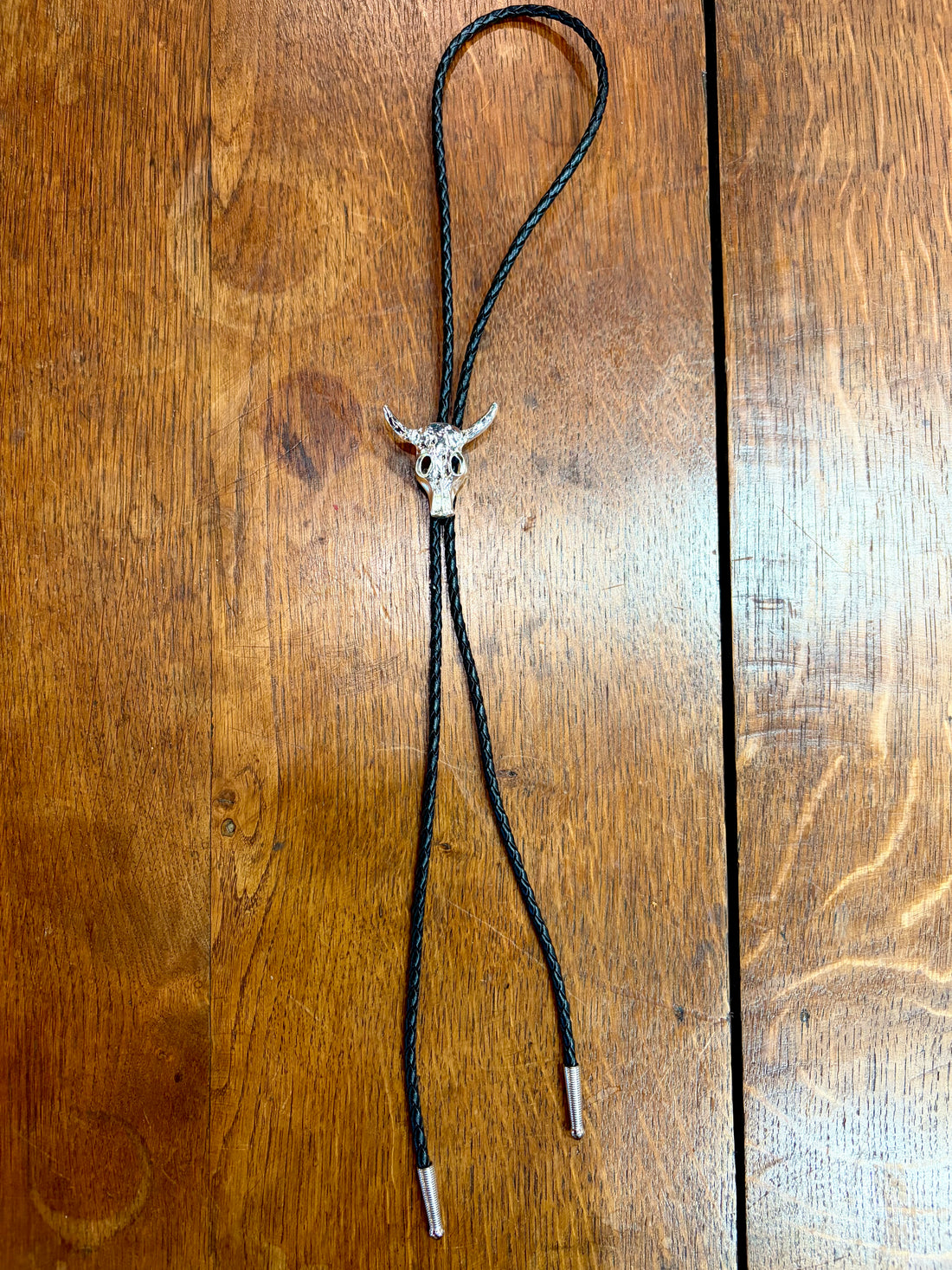 Silver Steer Skull Bolo