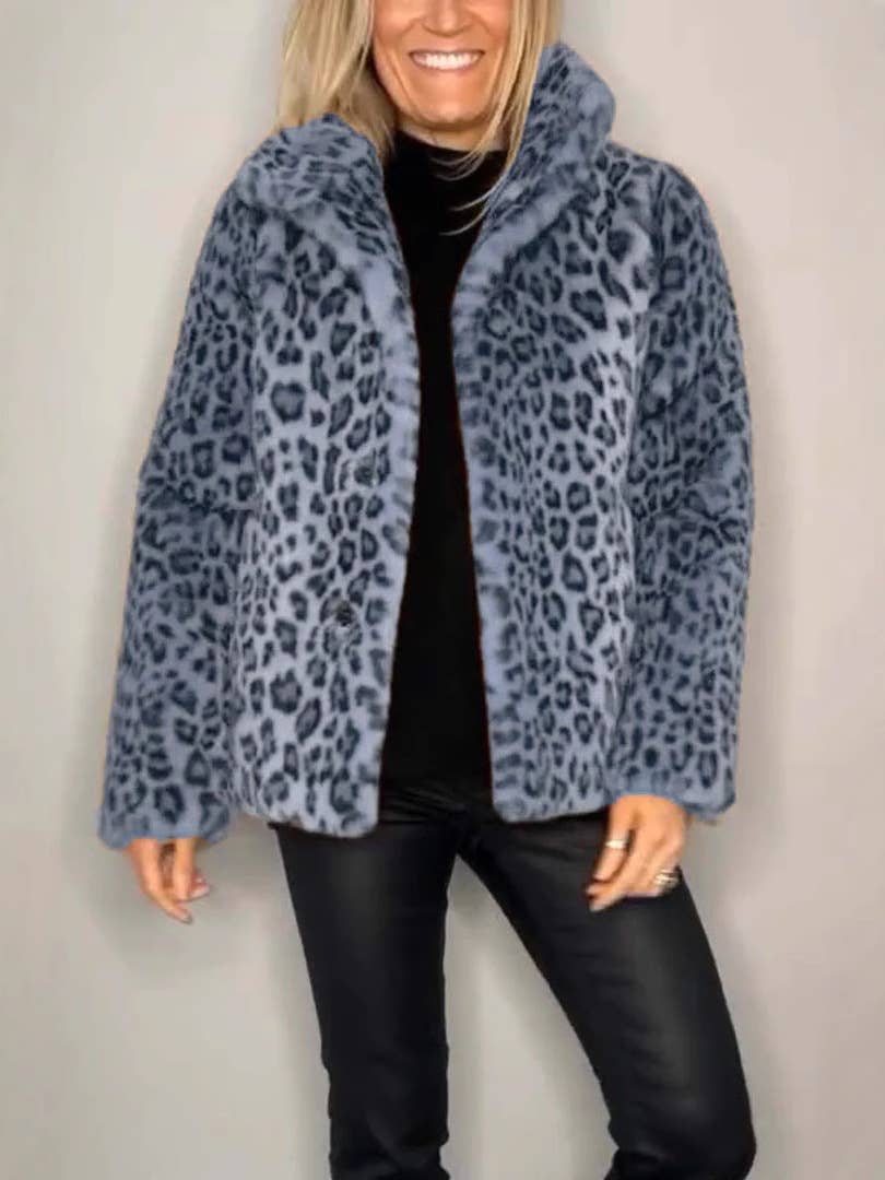 Leopard Print Faux Fur Coat