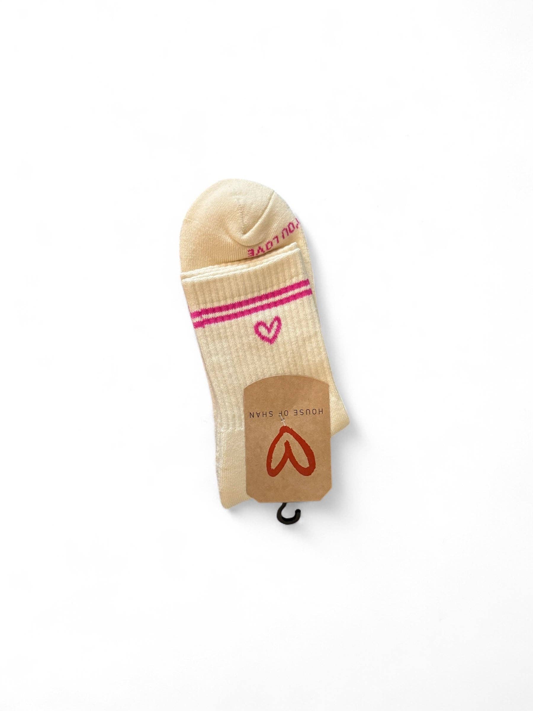 House of Shan "Shortie" Socks: Creme w/Black