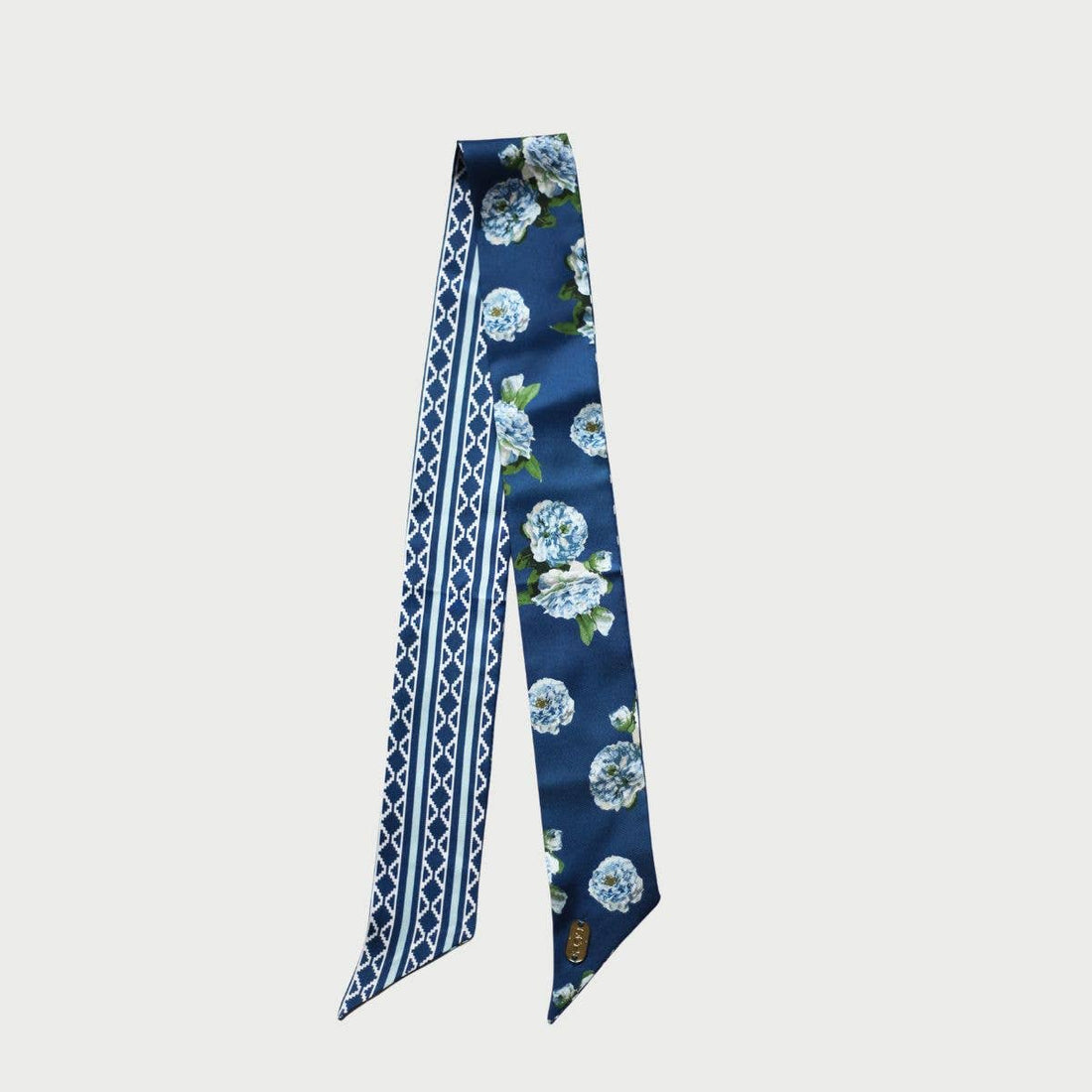 Navy Aztec Floral Lil Twilly Scarf 33" | Wrist Scarf: Giftable Cube