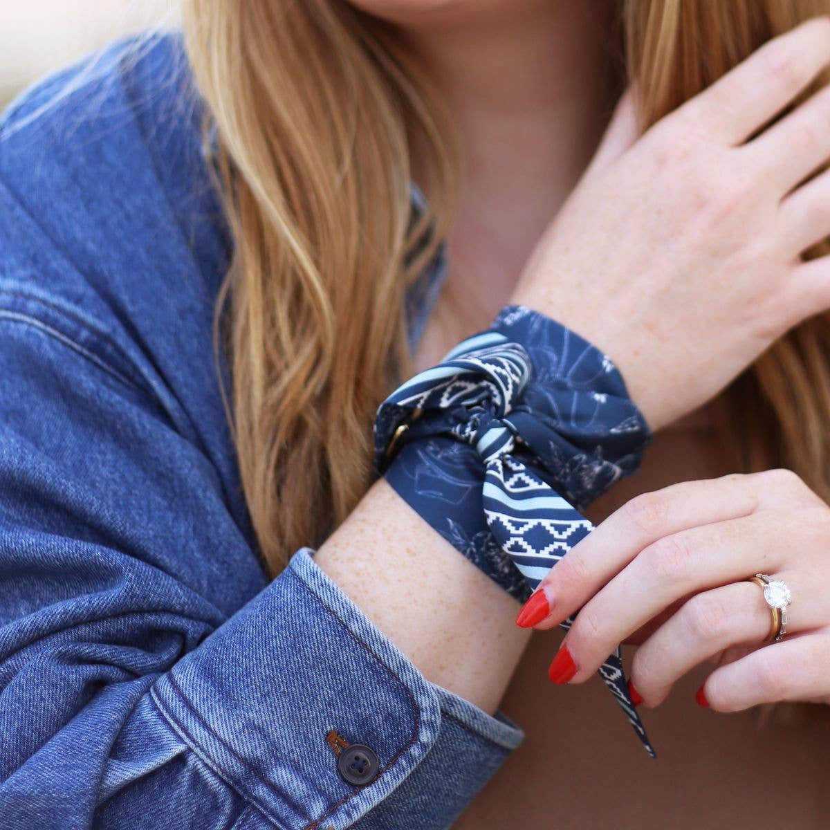 Southwest Navy Cowgirl Lil Twilly Scarf 33" | Wrist Scarf: GIftable Cube