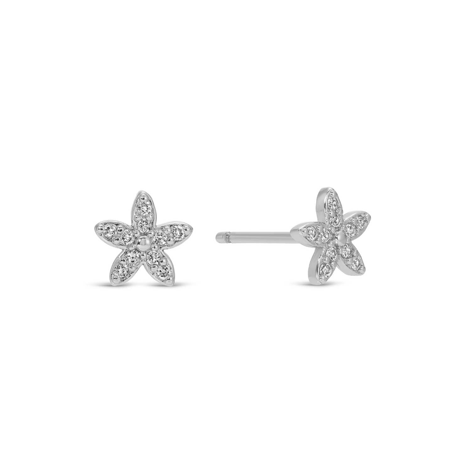 Gold Pave Flower Studs