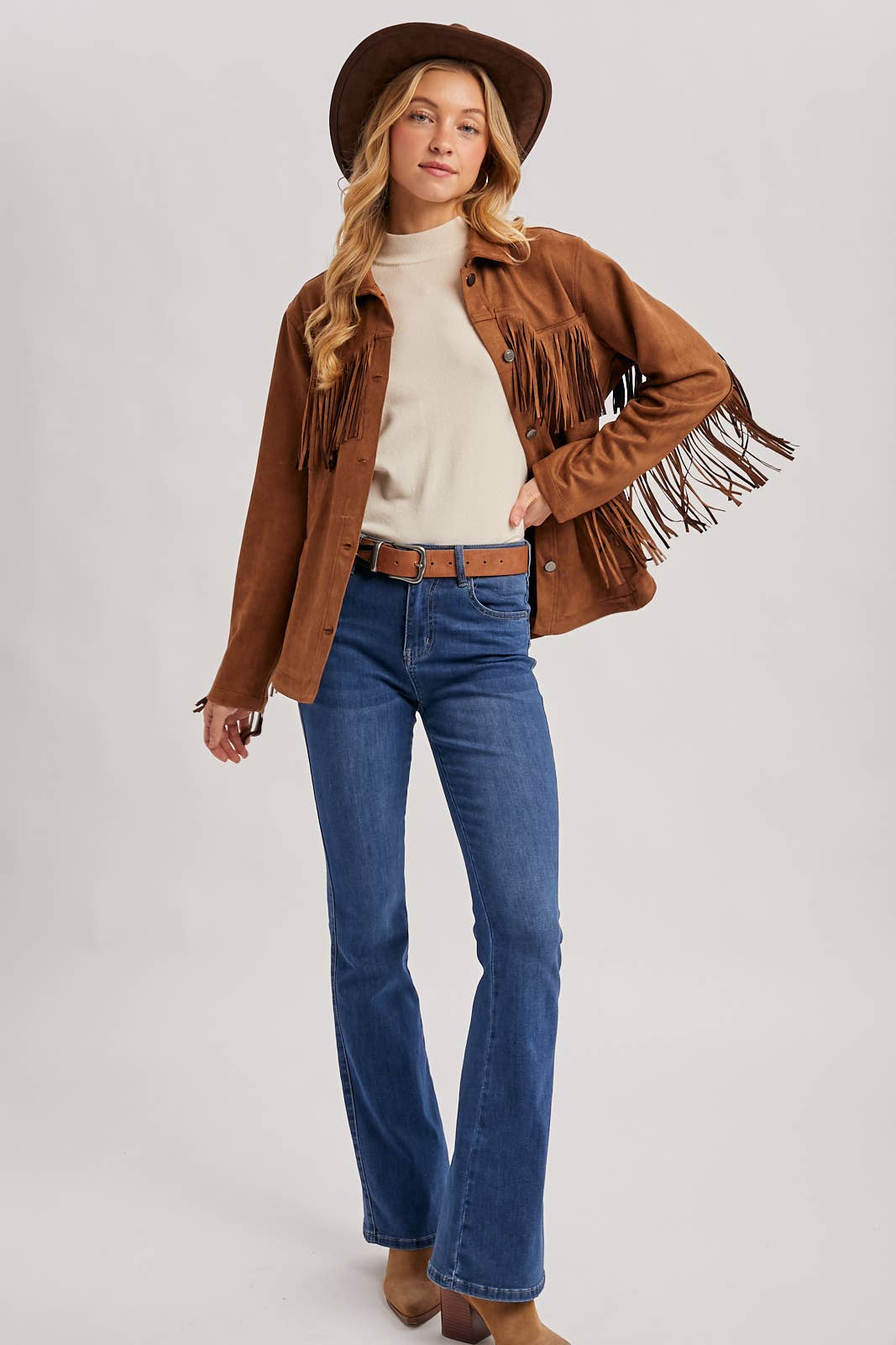 WESTERN FRINGE JACKET: CAMEL