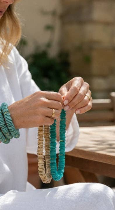 Beaded Drift Chunky Necklace - Bright Turquoise