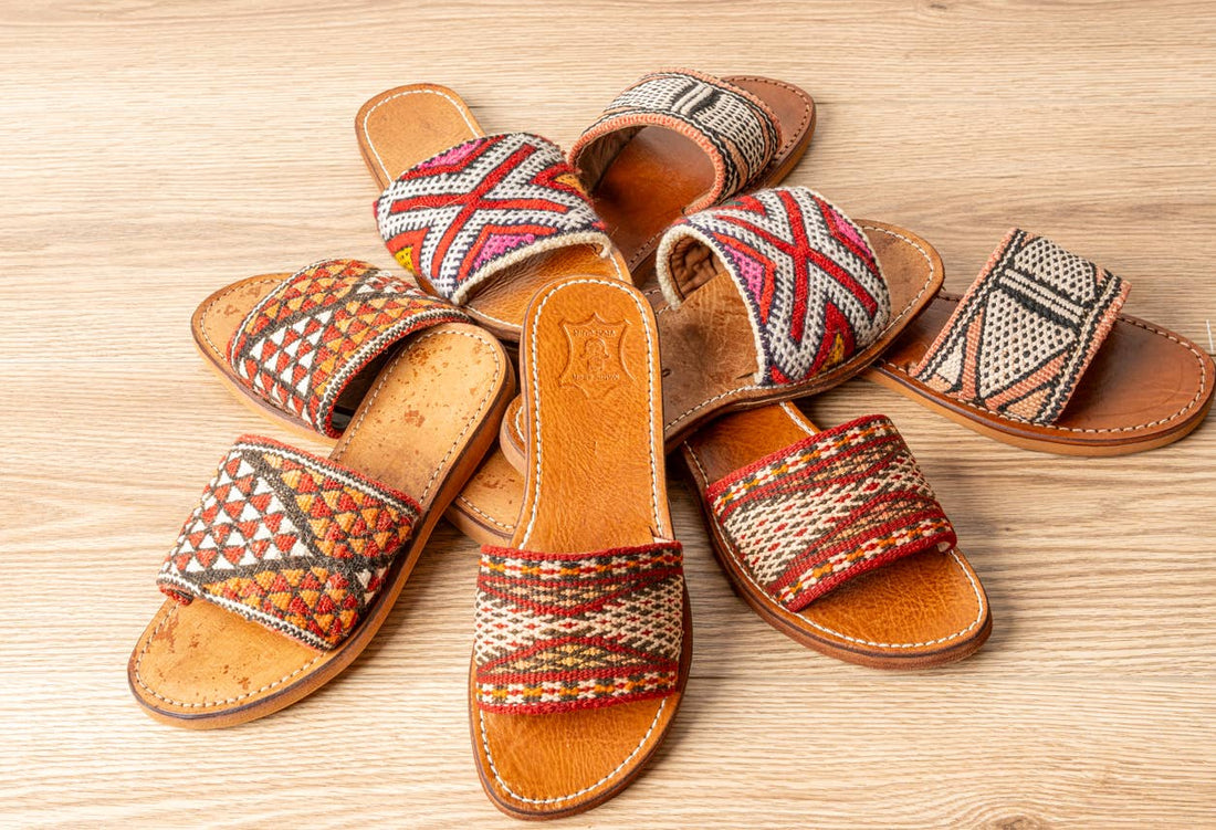 Moroccan Kilim Open-Toe Slides: US-7