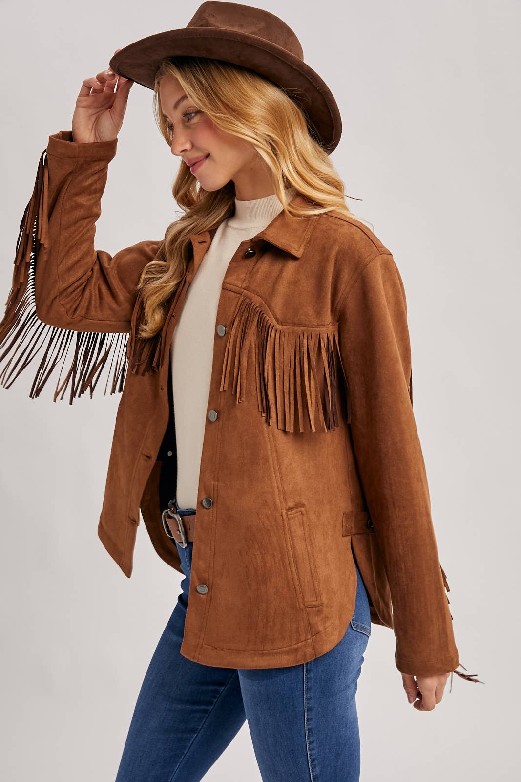 WESTERN FRINGE JACKET: Black