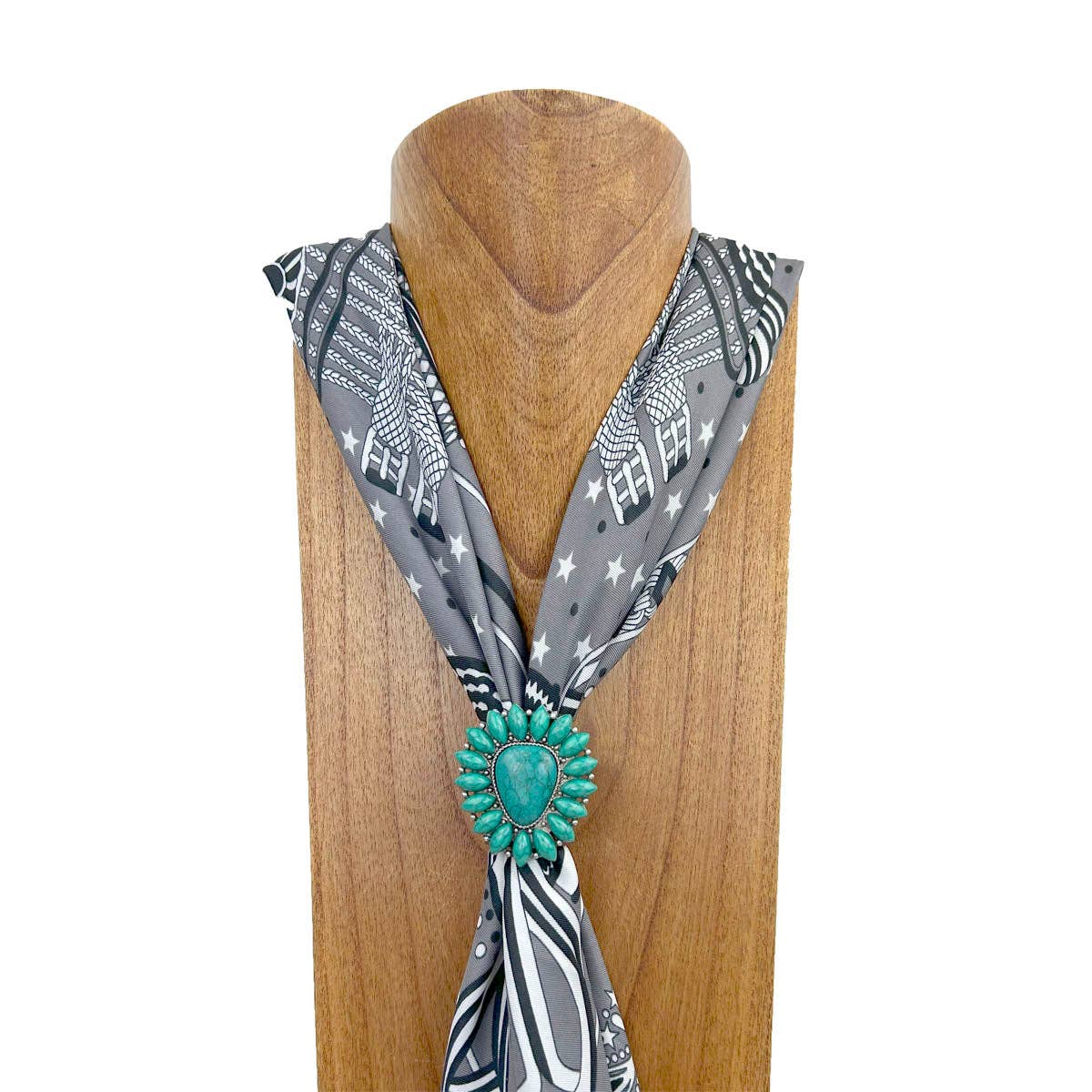 Silver Metal with Green Turquoise Stone Wild Rag Slide
