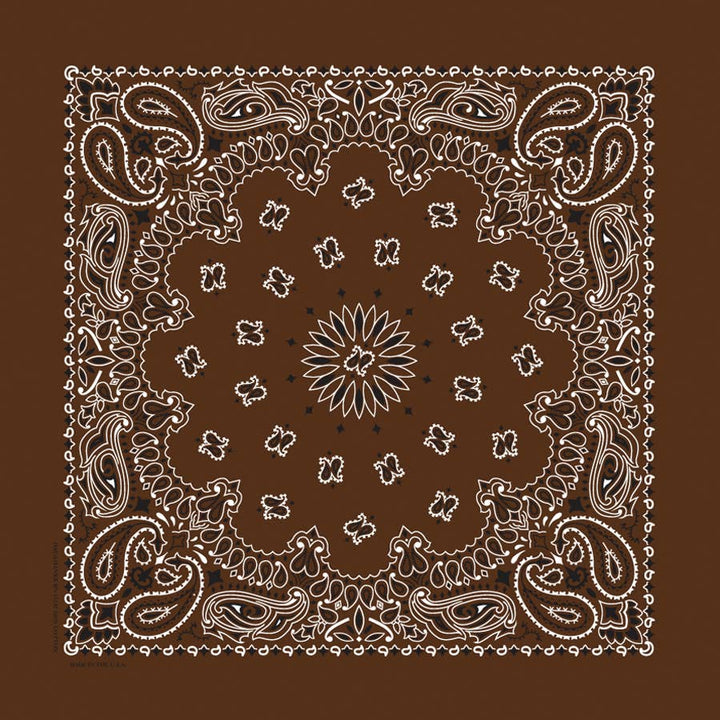 Bandanna - 22" MADE IN USA - Cocoa Paisley
