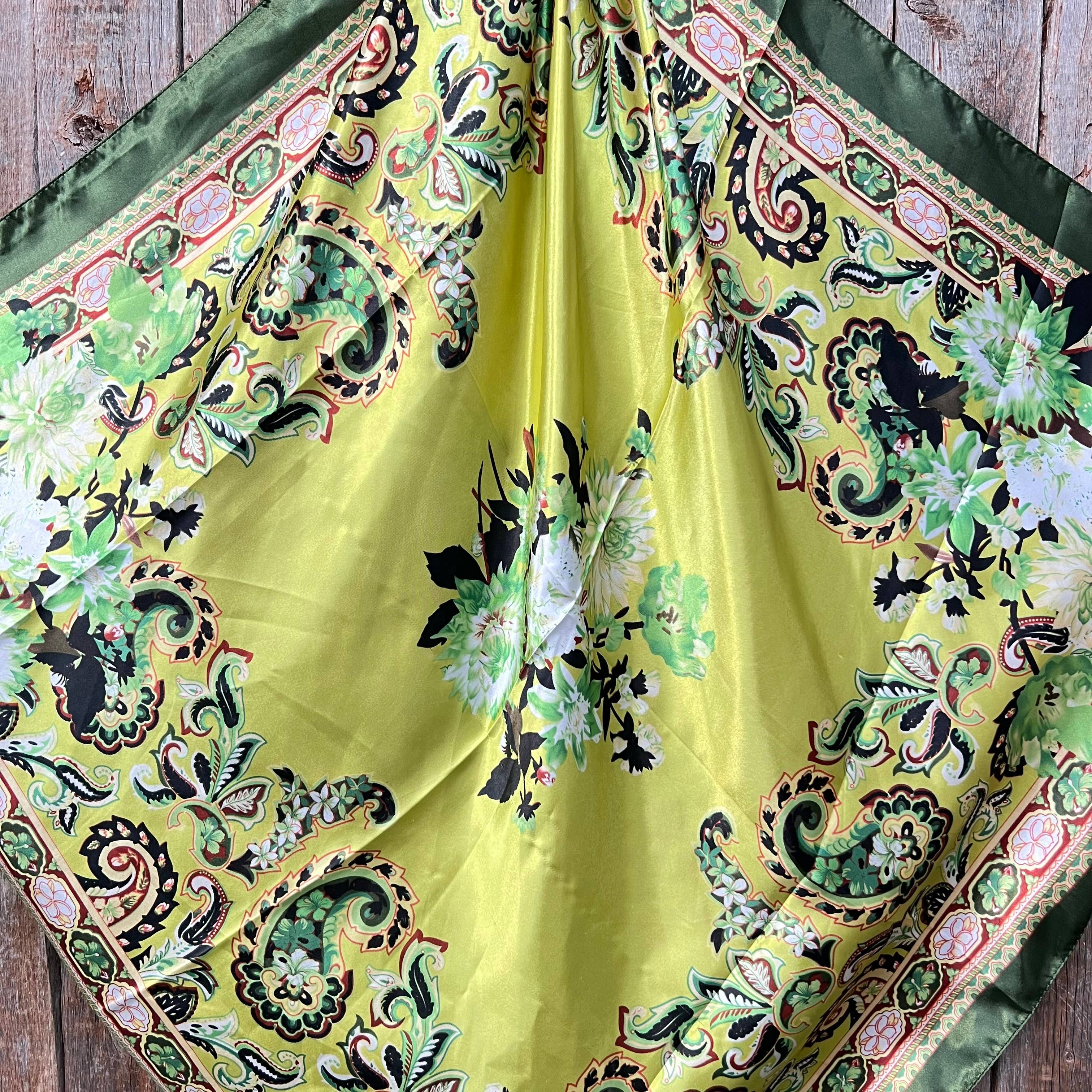 Green Floral Paisley Wild Rag