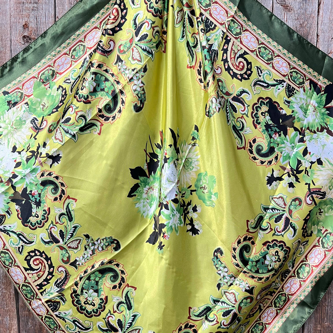 Green Floral Paisley Wild Rag