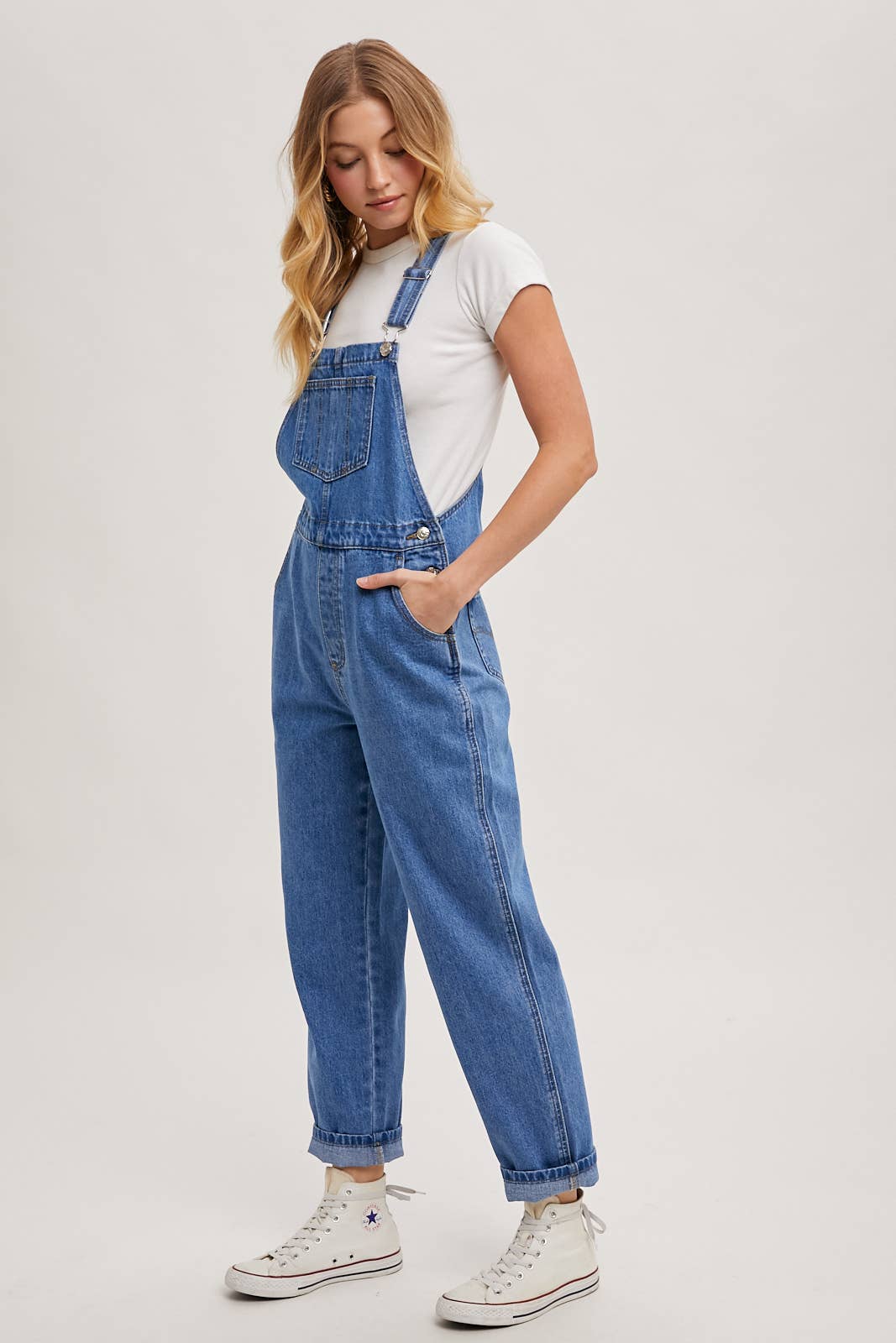DENIM STRAIGHT LEG OVERALLS