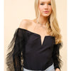Tulle Ruffle Sleeve V