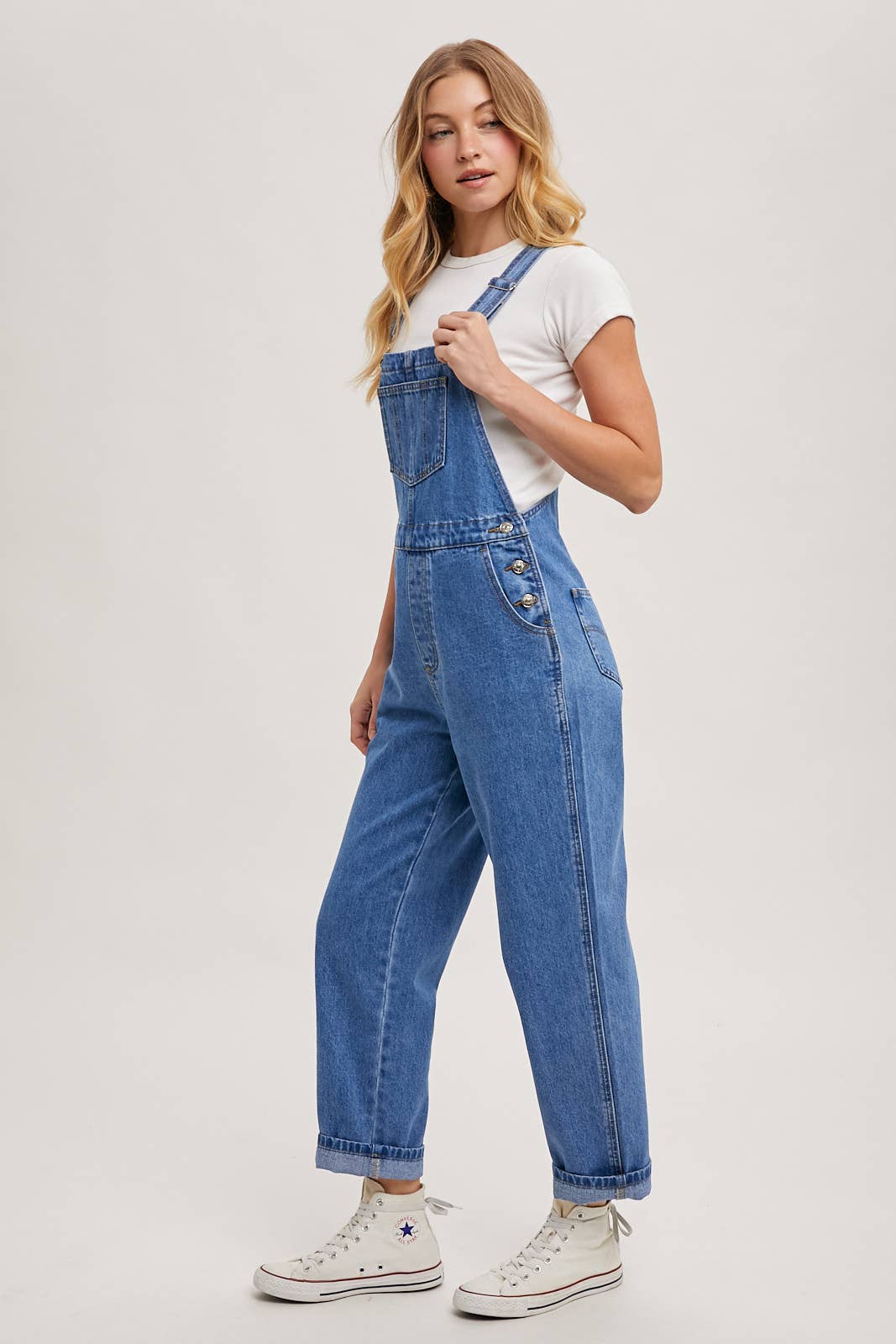 DENIM STRAIGHT LEG OVERALLS