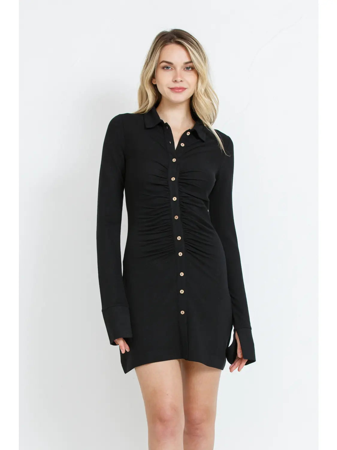 Shimering Jersey Ruched Placket