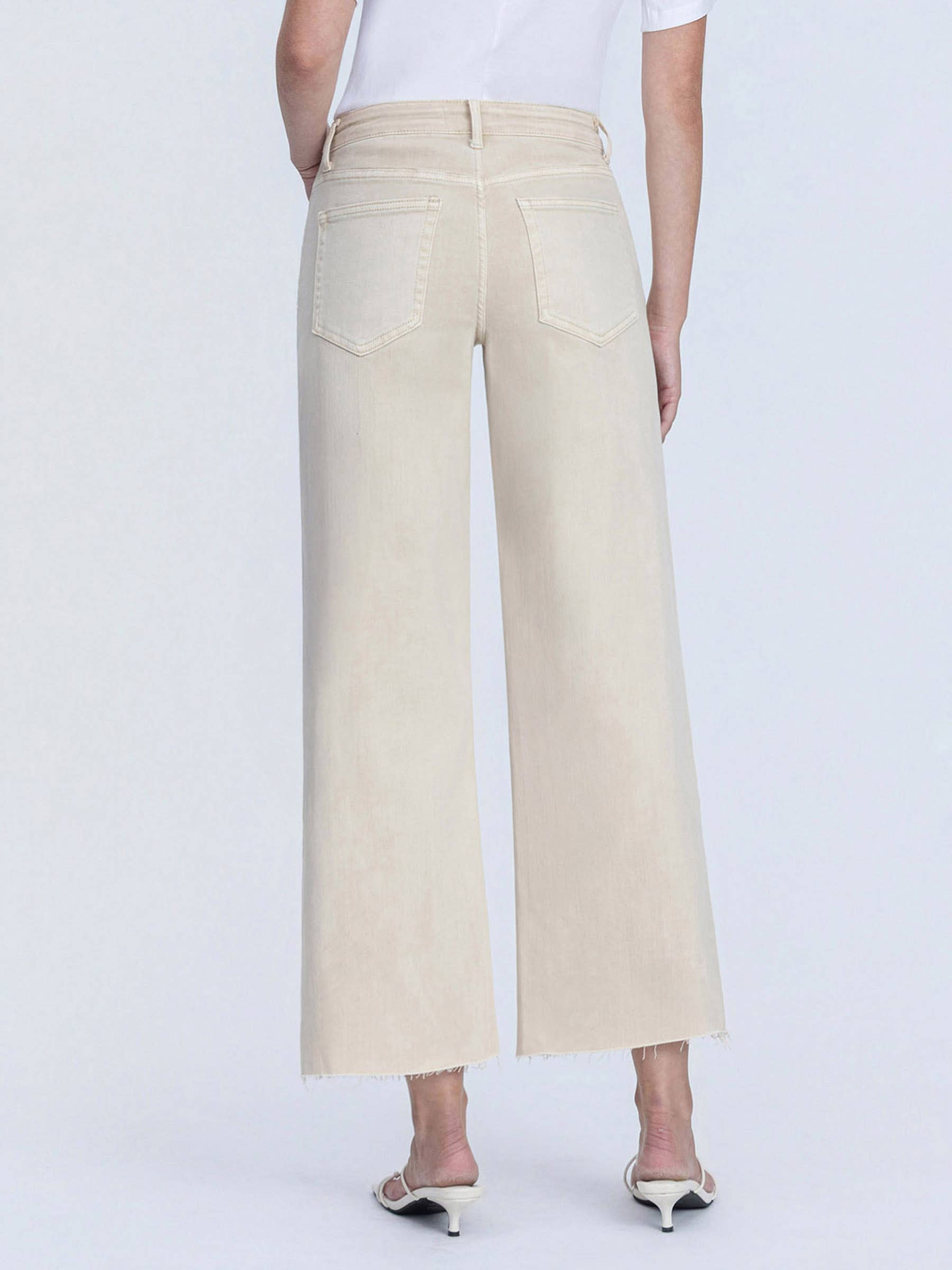 HIGH RISE CROP WIDE LEG JEANS White Swan
