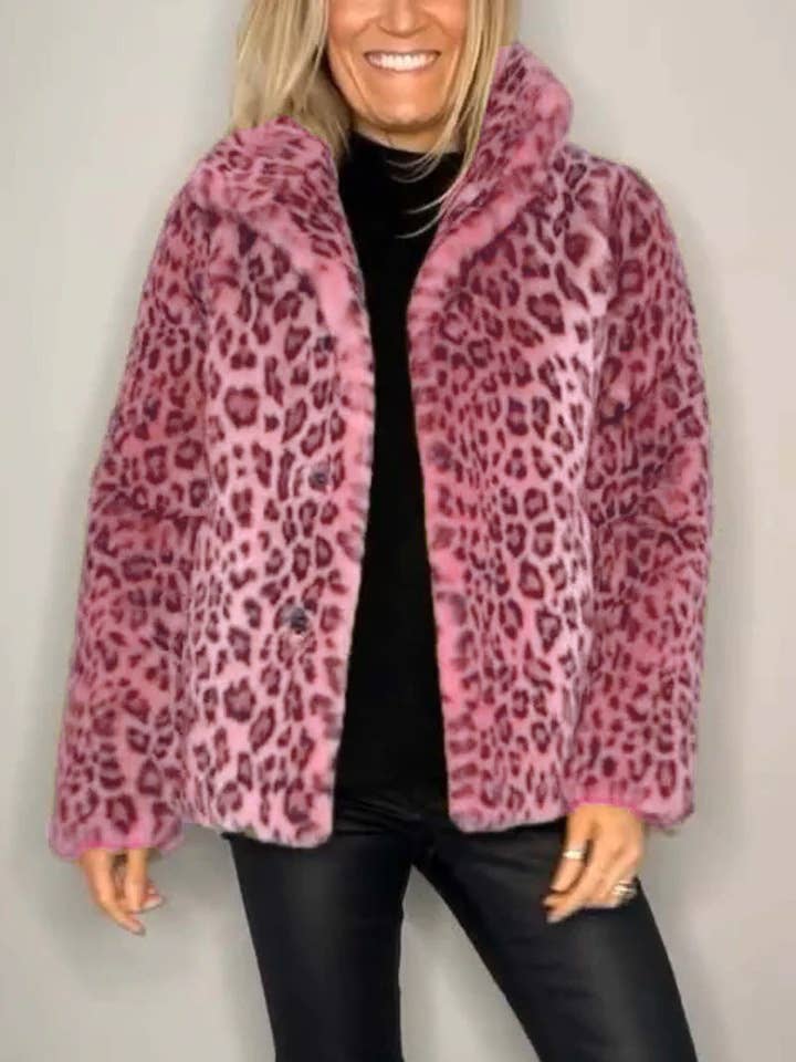 Leopard Print Faux Fur Coat