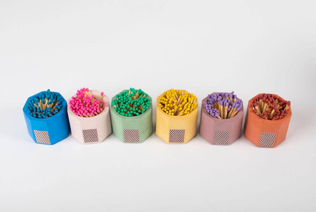 Concrete Match Holder – Modern Brights with 2-Inch Safety Matches: Brick