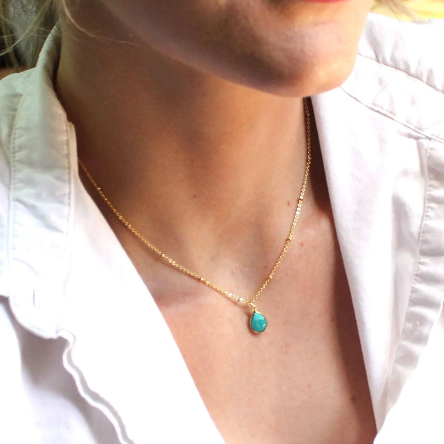 Cori Turquoise Drop Necklace: Gemma / 16 inch