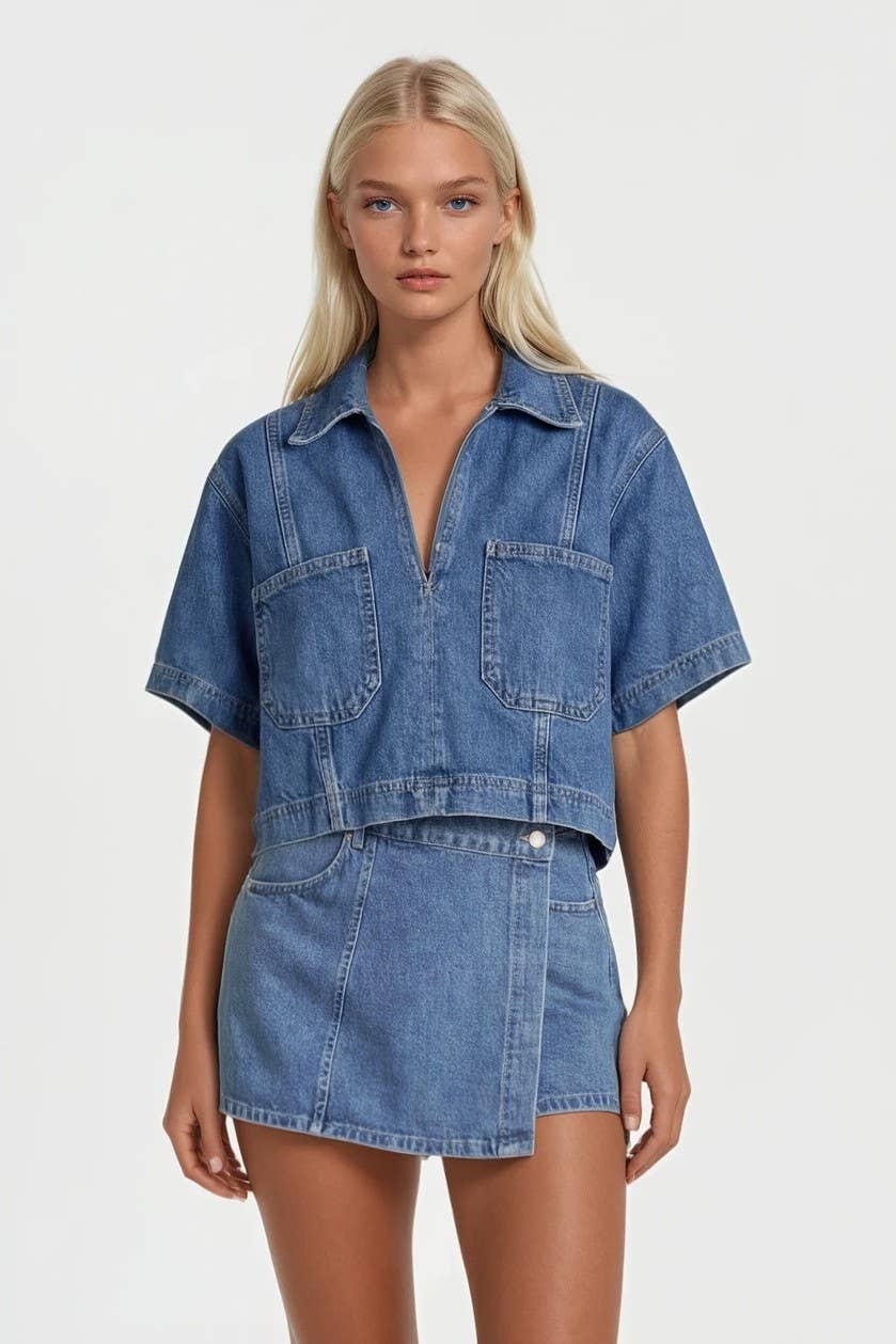 Denim Skort: Mid Denim