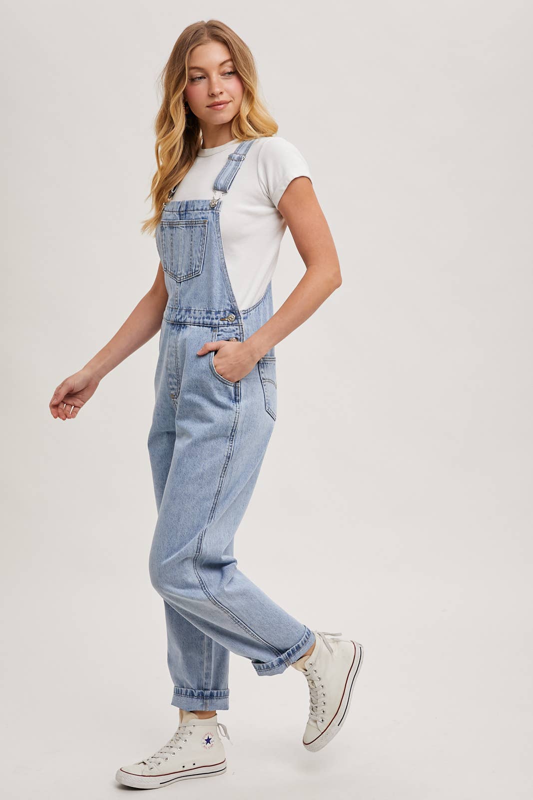 DENIM STRAIGHT LEG OVERALLS