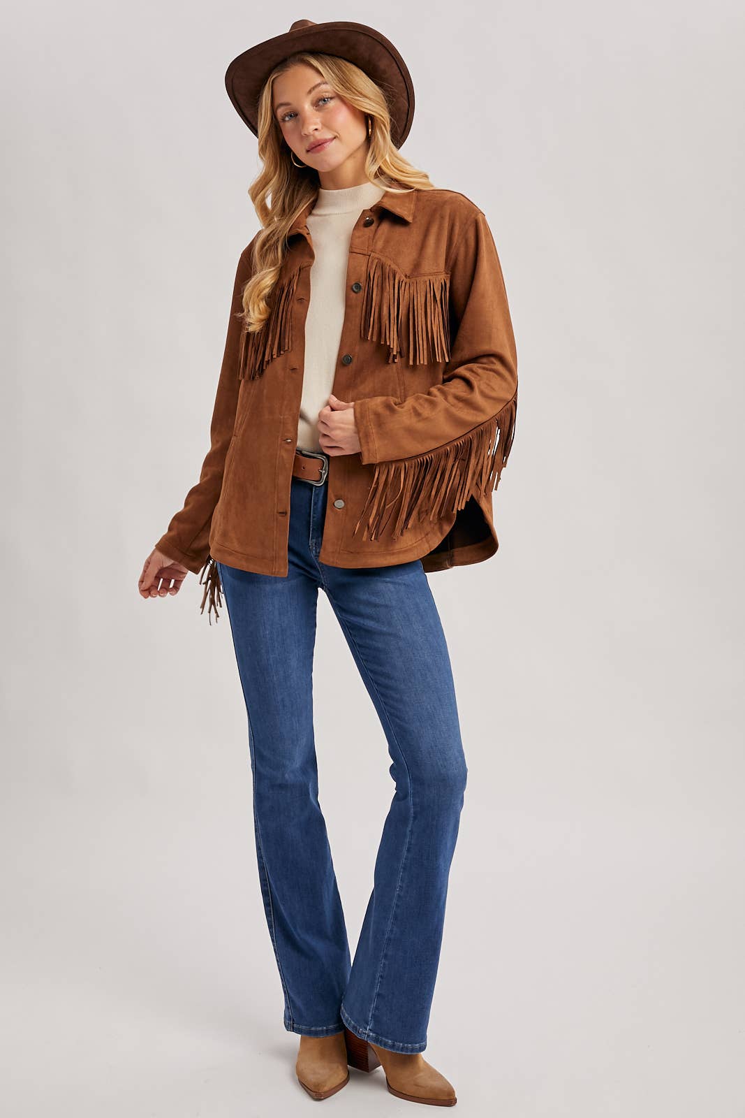 WESTERN FRINGE JACKET: CAMEL