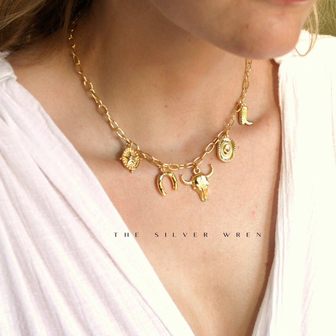 Western Multi Charm Necklace: 16 inch