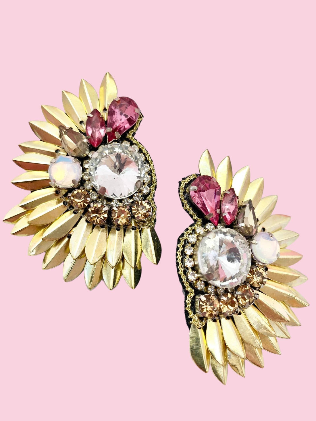 Pink/Gold Wing Earring (Mix & Match Any 10 or More Pair)