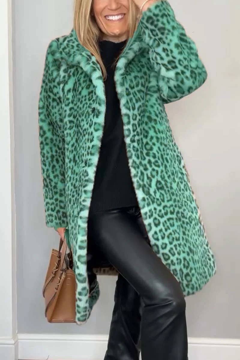 Leopard Print Faux Fur Coat
