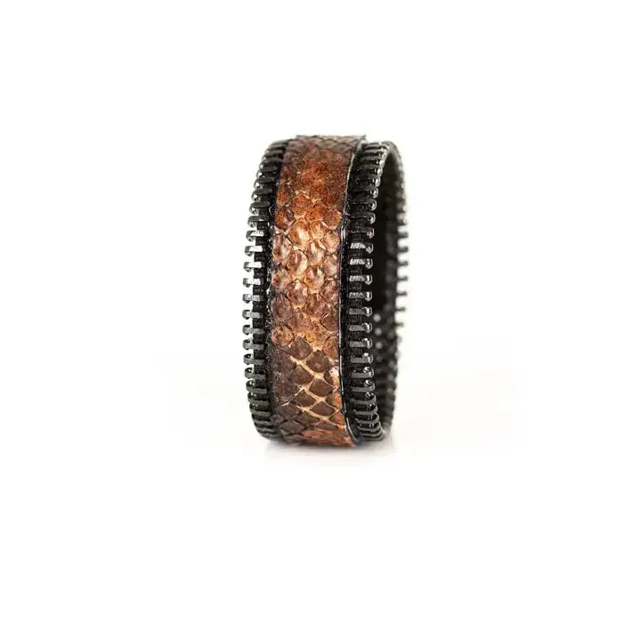 Slim Python Zipper Bracelet Burnt Brown: M 19 cm