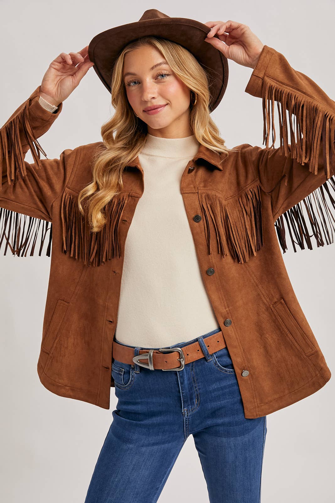 WESTERN FRINGE JACKET: Black