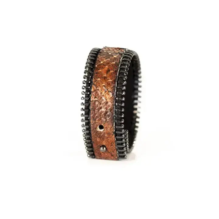 Slim Python Zipper Bracelet Burnt Brown: M 19 cm