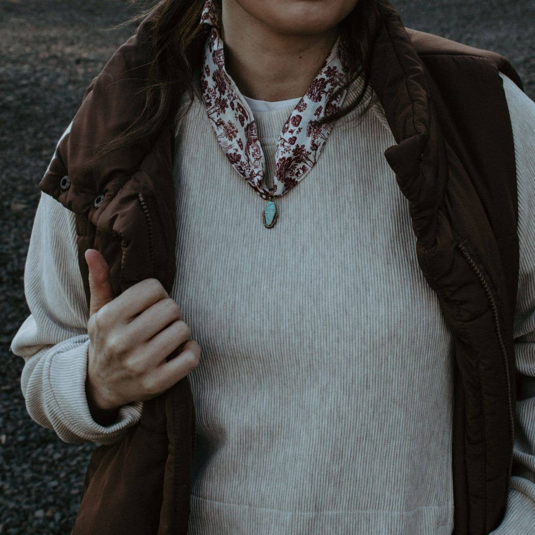 Burgundy Forest Toile Lil Twilly Scarf 33" | Wrist Scarf: Giftable Cube