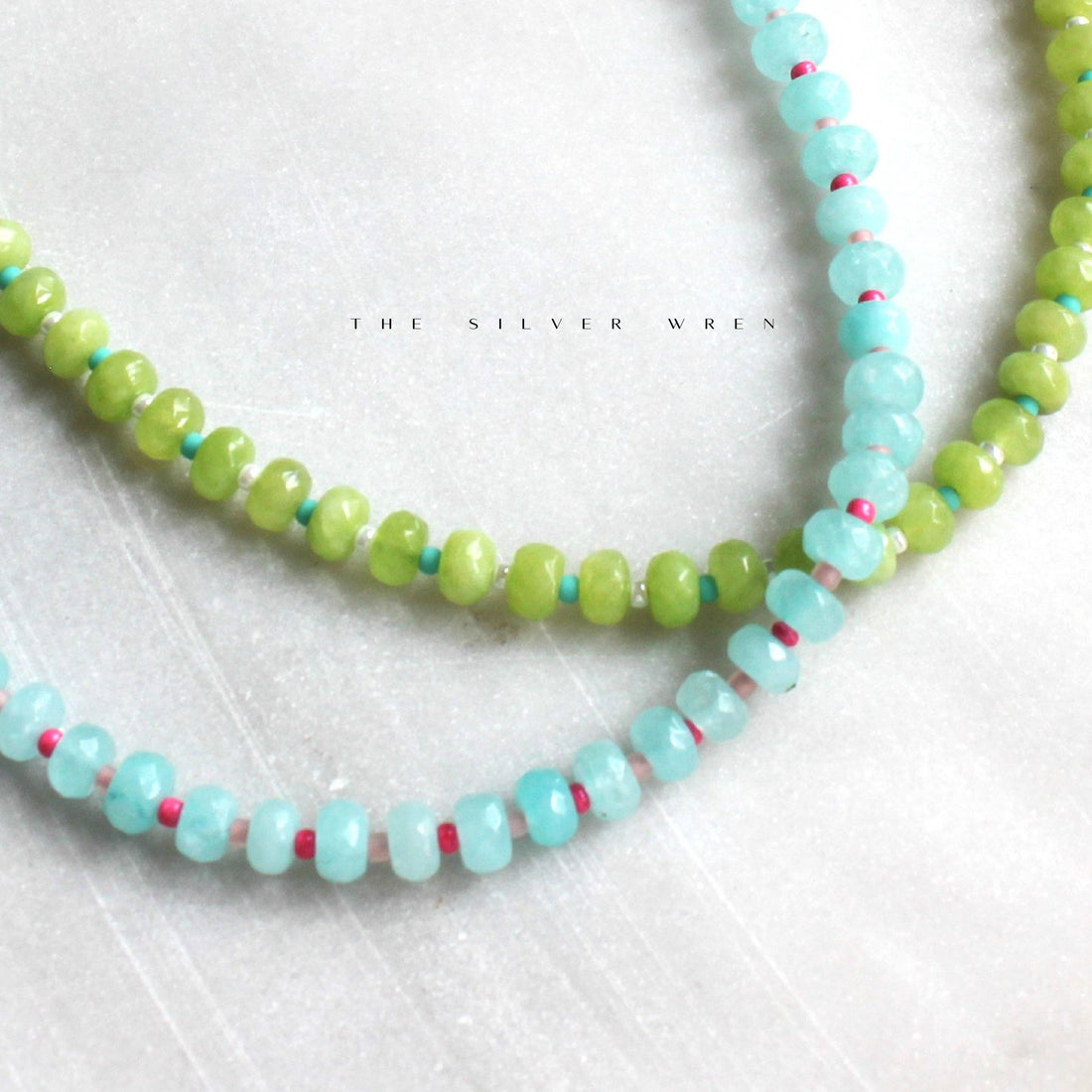 Islands Stone Candy Beaded Necklace, Trendy Colorful Beads: Lime