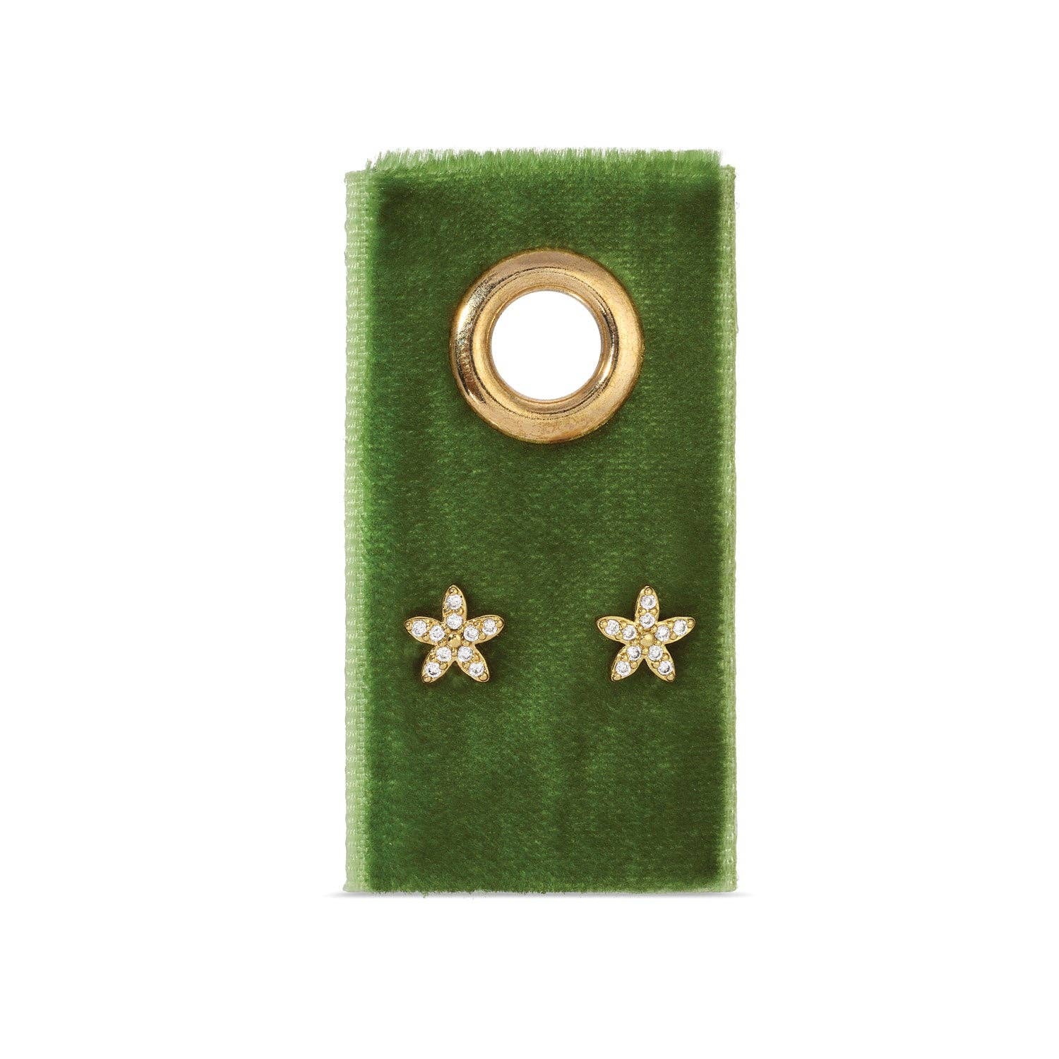 Gold Pave Flower Studs