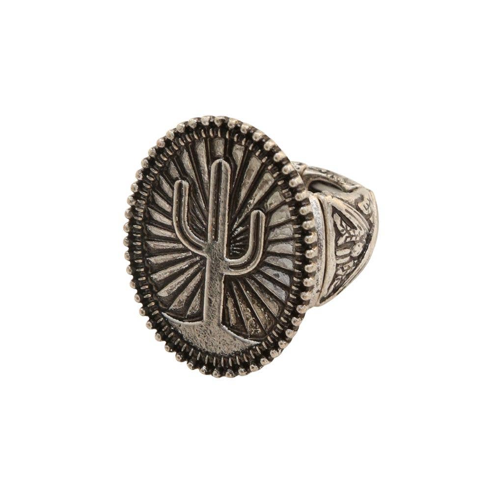 OVAL CACTUS METAL RING, SR 0600: SB