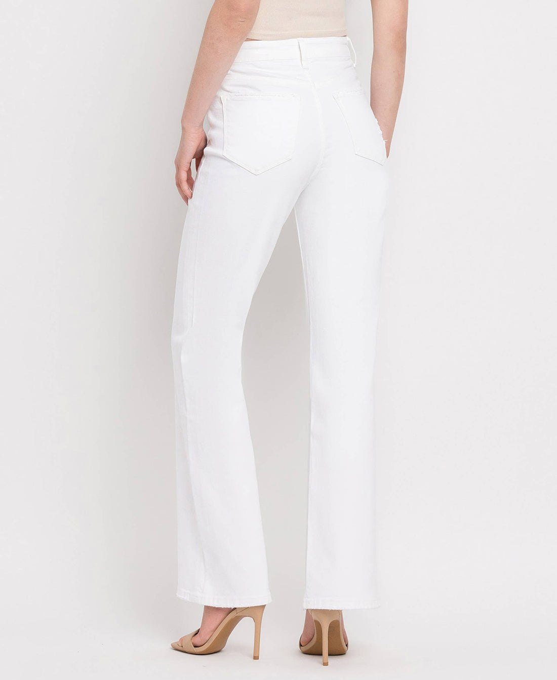 90's Vintage Super High Rise Flare Jeans: Optic White