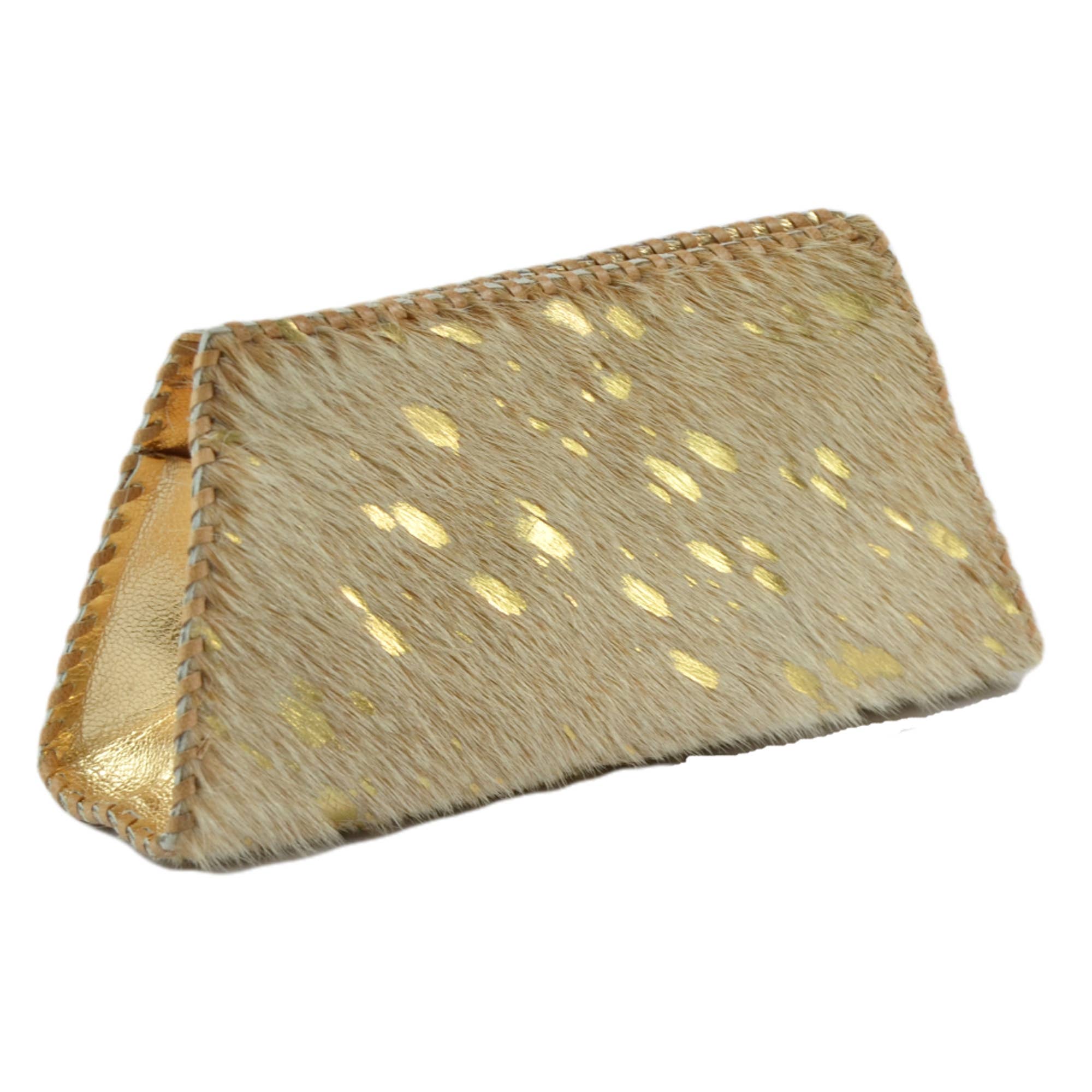 Nina Eyeglass Case Cowhide Hairon Leather: Gold